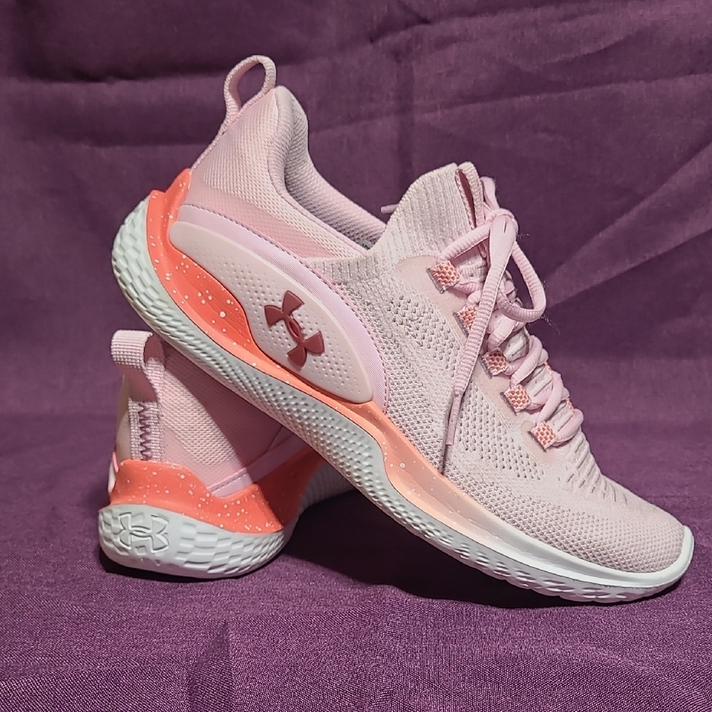 Under Armour FLOW Athletic Shoes Pink and Coral Knit Mesh